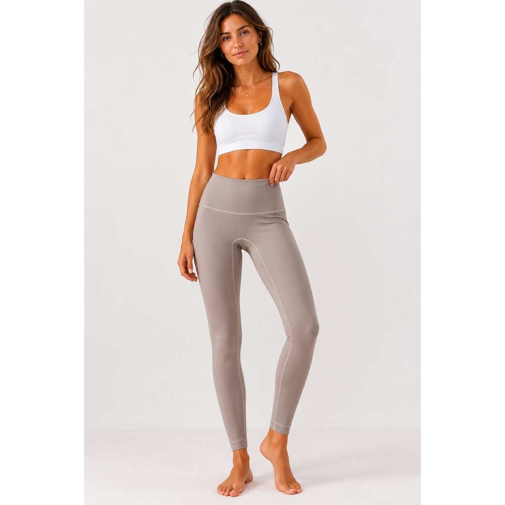 Set Active Sportbody Leggings Womens Medium Taupe Grey High Waisted Yoga Pants‎